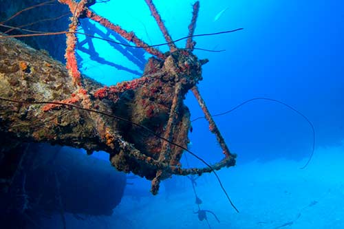 Bonaire's famous shipwreck and dive site, The Hilma Hooker.