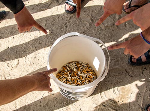 Cigarette butts collected by Clean Coast Bonaire.