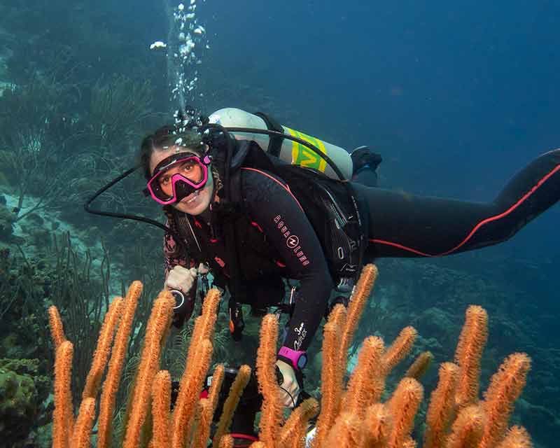 Tanya Deen on a Bonaire reef.