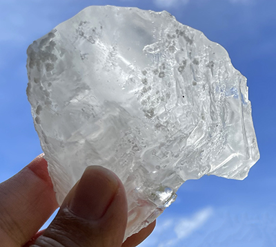 A salt crystal from Bonaire's crystalizing ponds.