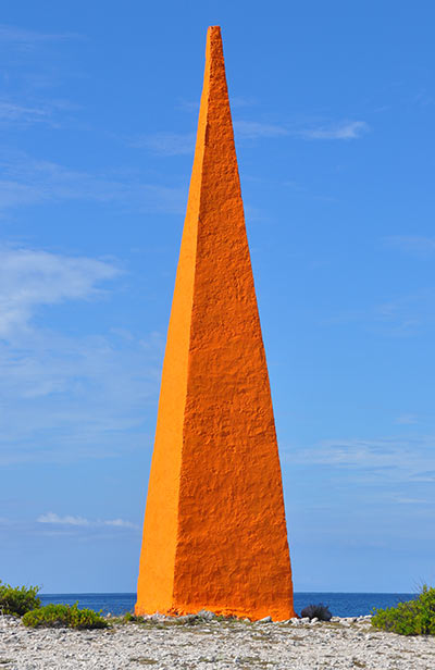 Bonaire's orange obelisk.