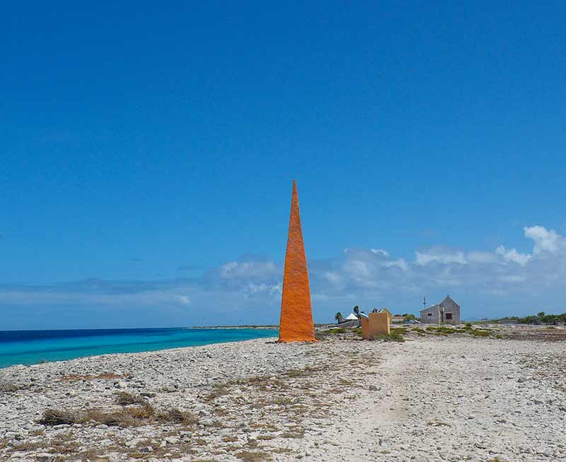 Obelisk at the dive site, Red Slave, on Bonaire