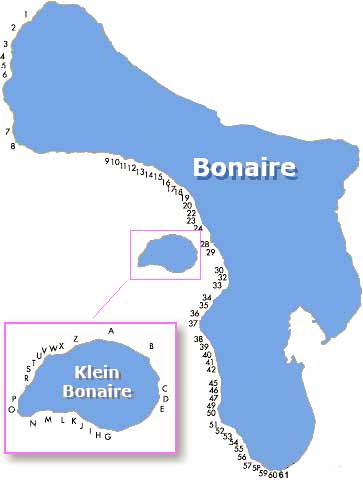 Bonaire's Dive and Snorkel site map