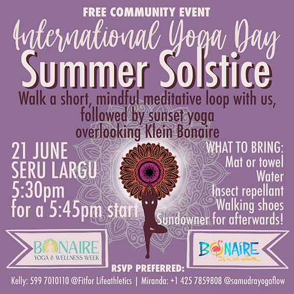 International Yoga Day and Summer Solstice free event on Bonaire