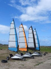 The Blokarts are lined up and ready for you to take one for a spin!