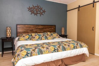 The master-bedroom in a two-bedroom condo at Sand Dollar.