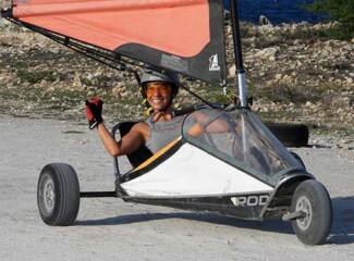 The famous Blokart Grin, at Bonaire Landsailing Adventures.