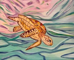 A turtle swimming by Meredith Schnoll